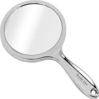 Double-Sided Handheld Mirror 1X - 2X Magnifying Mirror With Handle Transparent Hand Mirror Rounded Shape Makeup Mirror (Clear) 1 pc