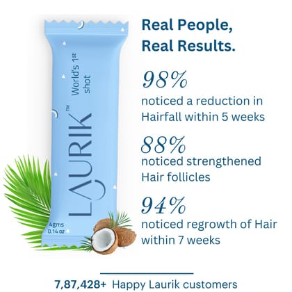 Laurik Hair Growth Supplement For Men | Helps in Reduce Hair Fall and Strengthen Hair Follicle | Soya Free & Gluten Free - 60 g (Pack of 15 Sachets)