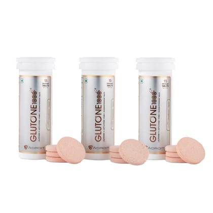 Glutone 1000 Setria L-Glutathione Effervescent Tablets | Vitamin C 40mg | For Radiant Glow | Evens Skin Tone | 15 Tablets (Pack of 3)