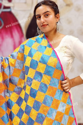 Kaseedaarts Traditional Handmade Multicolor Bagh (Wedding Dupatta/Phulkari for Women's 02)