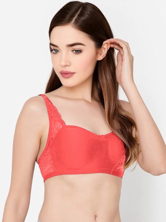 Women's Cotton Non-Wired Non-Padded Spacer Cup T-Shirt Bra Peach