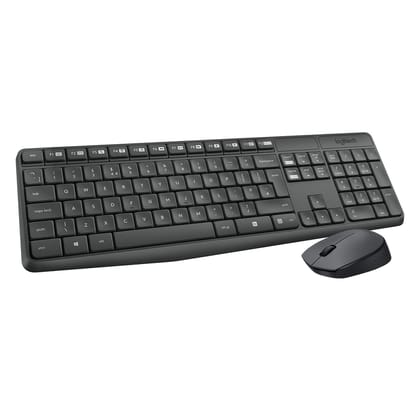 Logitech MK235 Wireless Keyboard and Mouse Combo for Windows, 2.4 GHz Wireless with Nano USB-Receiver, Wireless Mouse, 15 FN Keys, 3-Year Battery Life, PC/Laptop - Black