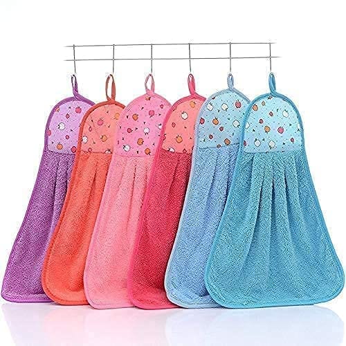 Highly Absorbent Microfiber Hanging Hand/Kitchen, Towel/Napkin with Loop/Tie Printed (Pack of 3)