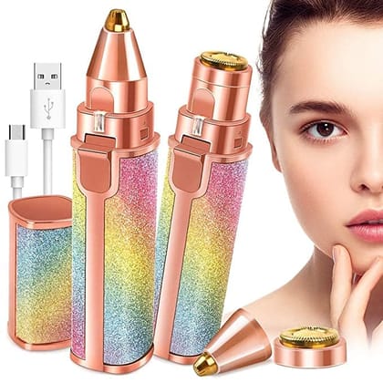 Vaibhavi ,Portable eyebrow trimmer for women, epilator for women, facial hair remover for women,Face, Lips, Nose Hair Removal Electric Trimmer with Light (Rainbow 01)