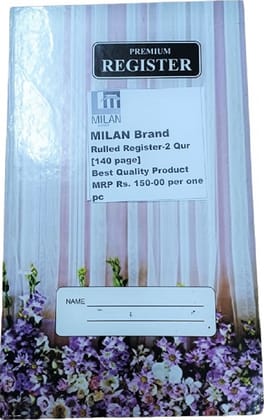Milan Brand Rulled Register - 2 Qur [140 page] Price for One pc