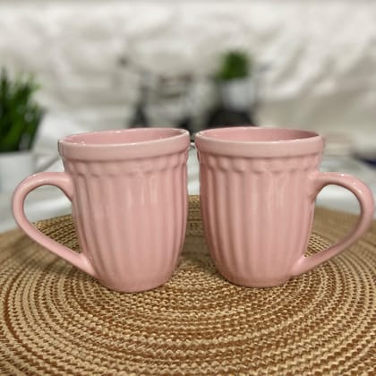 CERAMIC DINING Pink Linear Coffee Mugs Set of 2|| Milk Mugs (MPLINEARS2)