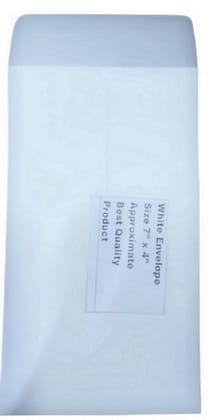 White Envelope Size 7" x 4" -100 gsm [Price for One pkt of 100 pc]