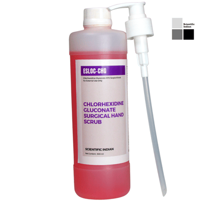Chlorhexidine Gluconate 20% Surgical Hand Wash Scrub -  Dental, Surgical Use ESLOC CHG Hand Wash Bottle + Dispenser  (500 ml)