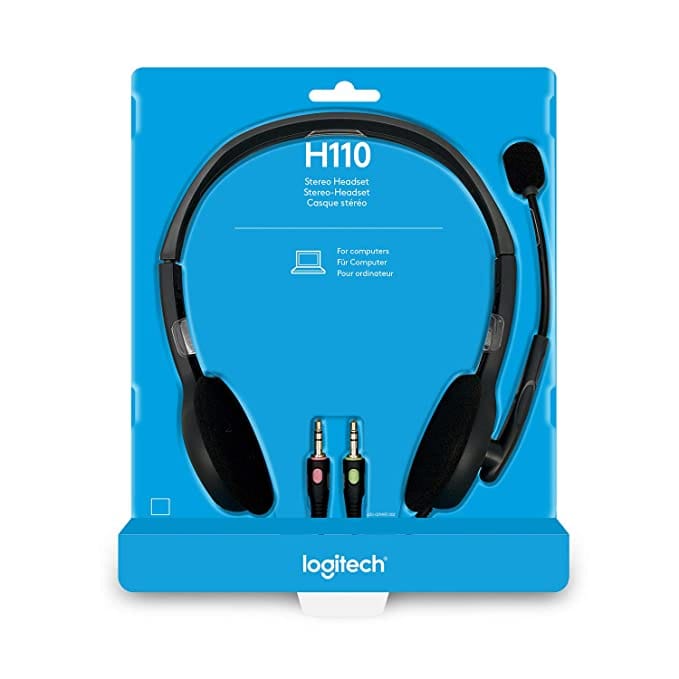 Logitech H110 Wired On Ear Headphones With Mic Stereo With Noise