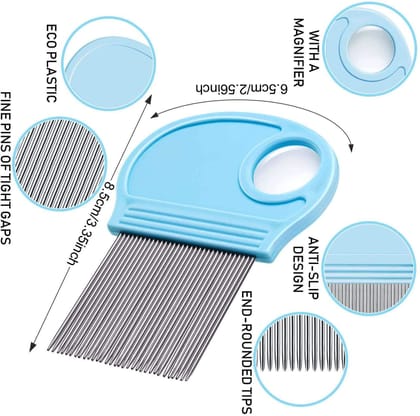 Q D Lice Nit Egg Remover Comb Removes Dendruff Dust and Louse Magnify Blue color for Men Women Kids Girl Babies and Pets