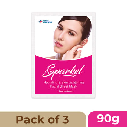 Sparkel - Hydrating - Skin Lightening Face Sheet Mask - Pack of 3