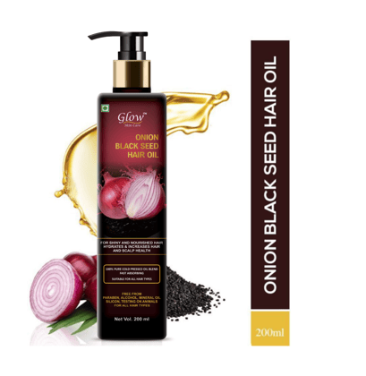 Glow Skin Care Onion Hair Oil With Black Seed Oil Extracts Helps Control Hair Fall 200 Ml