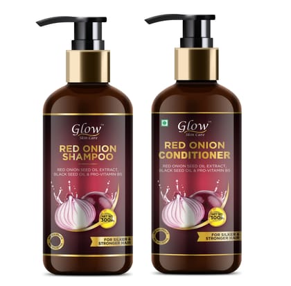Glow Skin Care Onion Black Seed Oil Shampoo & Conditioner Kit (Shampoo + Conditioner)