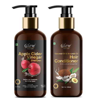 Glow Skin Care  Apple Cider Shampoo + Coconut & Avocado Oil Conditioner Hair Fall Control Combo Kit 600 Ml (Combo Pack)