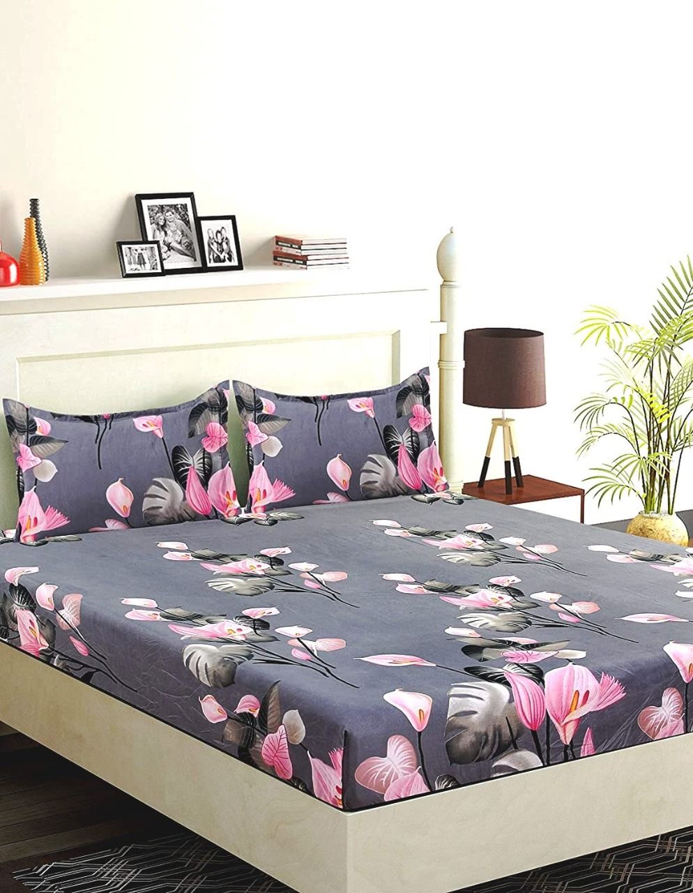 Floris Premium Double Bed Bedsheet(Size - 90*90 IN) with two Pillow Covers (Size 27*17 IN)