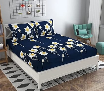 Floris Premium Double Bed Bedsheet(Size - 90*90 IN) with two Pillow Covers (Size 27*17 IN)