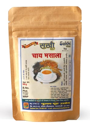 Sakhi Pure Chai Masala 50g x (Pack of 3) | Tea Masala | Tulsi Patti, Mulethi, Black Pepper, Green Cardomom, Dry Ginger