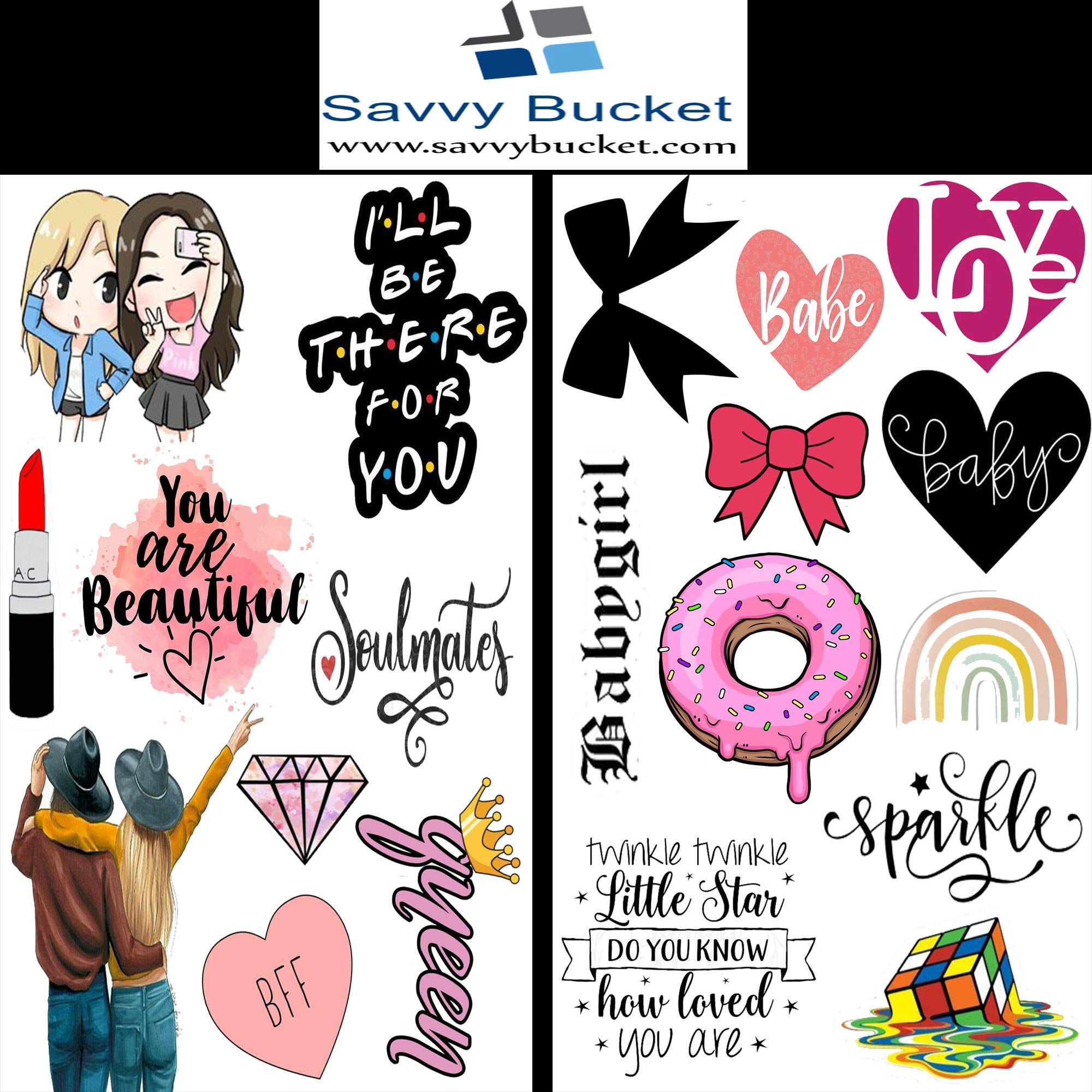 SavvyBucket||Tags Sheets for BFF Element||300 GSM Multi-Coloured||Pack of 20(20X1)(1 Sheets per Design) (Size:A4)