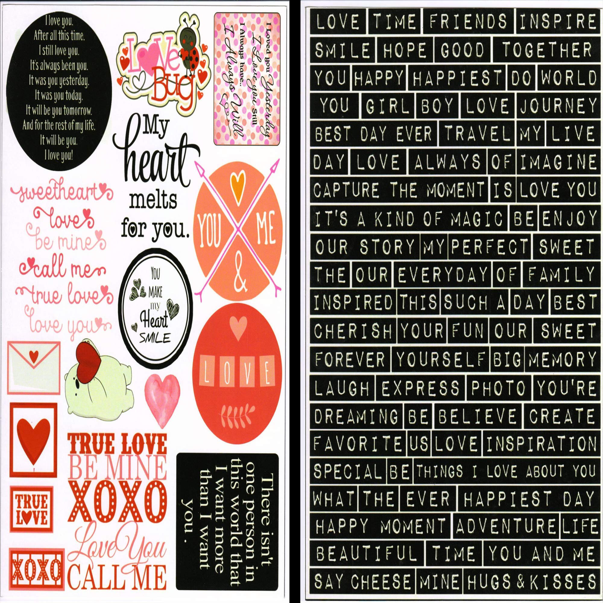 SavvyBucket||Scrapbooking Love Elements & Tags Sheets||Multi-Coloured, Pack of 10 (1 Sheets per Design) (Size:A4)