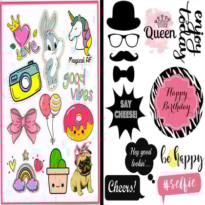 SavvyBucket||Scrapbooking Birthday Elements & Tags Sheets||300 GSM Multi-Coloured||Pack of 20(10X2)(2 Sheets per Design) (Size:A4)