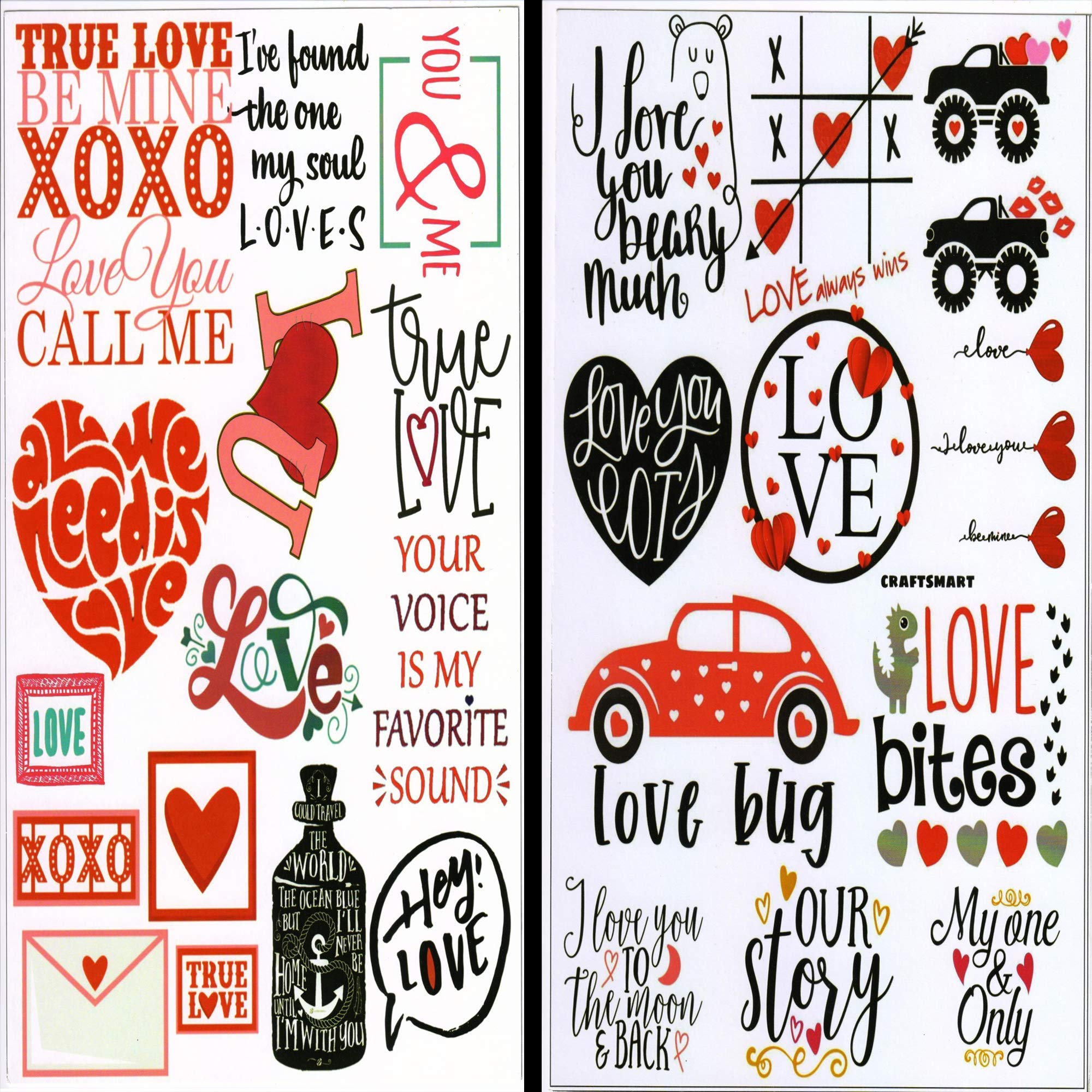 SavvyBucket||Scrapbooking Love Elements & Tags Sheets||Multi-Coloured, Pack of 10 (1 Sheets per Design) (Size:A4)