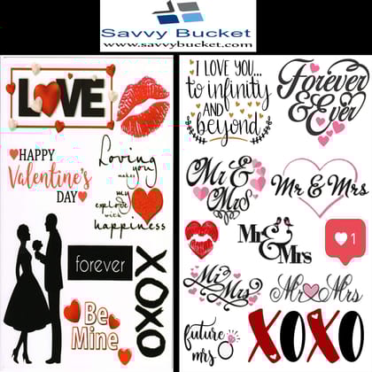 SavvyBucket||Scrapbooking Love Elements & Tags Sheets||Multi-Coloured, Pack of 10 (1 Sheets per Design) (Size:A4)