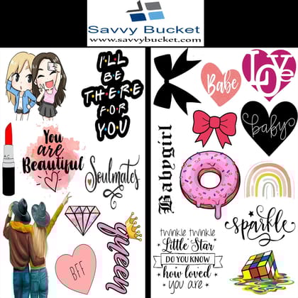 SavvyBucket||Tags Sheets for BFF Element||300 GSM Multi-Coloured||Pack of 20(10X2)(2 Sheets per Design) (Size:A4)