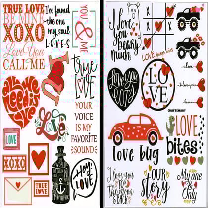 SavvyBucket||Scrapbooking Love Elements & Tags Sheets||300 GSM Multi-Coloured||Pack of 20(10X2)(2 Sheets per Design) (Size:A4)