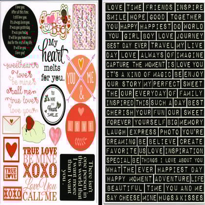 SavvyBucket||Scrapbooking Love Elements & Tags A4 Size Sheets||Multi-Coloured, Pack of 10 (1 A4 Size Sheets per Design