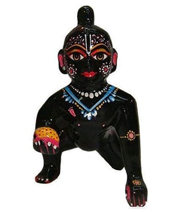 SavvyBucket||Laddu Gopal Murti/Brass Laddu Gopal Idol in Black Colour/Baby Krishna Bal Gopal Murti (5 inch, Black 470 Grams)