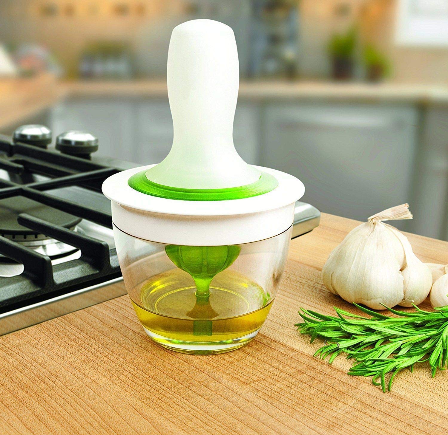 CARTBURG Basting Set with Oil Brush - Thick Glass Docking Bowl & Silicon Oil Pastry Brush for Cooking, Barbeque, Baking and Grilling, Silicone with Glass Jar for Baking and Grilling