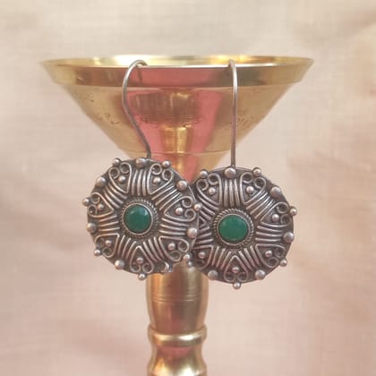 Silver look alike oxidized light weight bugadi earrings for women and girls
