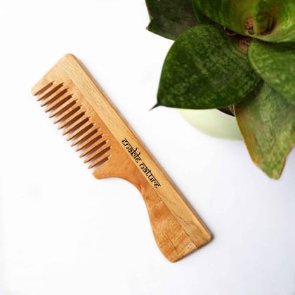 Enable Nature Pure Neem Wood Handle Wide Teeth Comb