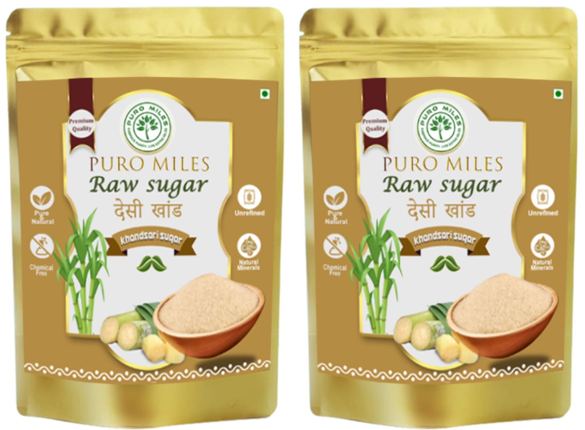 Puro Miles Raw Sugar | Desi Khandsari Sugar | Organic & Unrefined | Unprocessed & Natural | Free from chemicals and preservatives | Substitute to refined white sugar | Immunity booster (1.6 Kg)