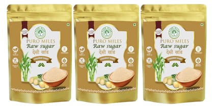 Puro Miles Raw Sugar | Desi Khandsari Sugar | Organic & Unrefined | Unprocessed & Natural | Free from chemicals and preservatives | Substitute to refined white sugar | Immunity booster (2.4 Kg)