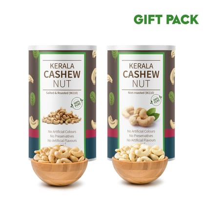 Special Gift Pack of Kerala Cashews – (500 gm Unroasted and 500 gm Roasted & Salted)