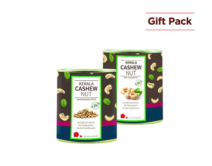 Special Gift Pack of Kerala Cashews – (500 gm Unroasted and 500 gm Roasted & Salted)