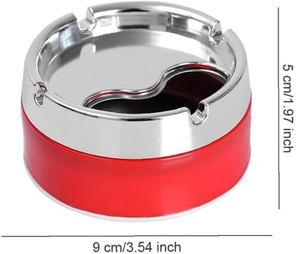 Mannat chrome Finish Plastic and Stainless Steel Windproof Ashtray with Rotating Lid Head For Cigarette,Cigar for Home,Office and car(pack of 1)(Red,Color Send As per Availability)