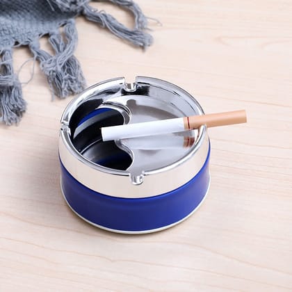 Mannat chrome Finish Plastic and Stainless Steel Windproof Ashtray with Rotating Lid Head For Cigarette,Cigar for Home,Office and car(pack of 1)(Blue,Color Send As per Availability)