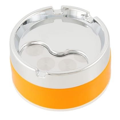 Mannat chrome Finish Plastic and Stainless Steel Windproof Ashtray with Rotating Lid Head For Cigarette,Cigar for Home,Office and car(pack of 1)(Yellow,Color Send As per Availability)