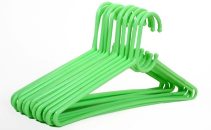 Mannat Plastic Clothes Hangers for Wardrobe Heavy Duty Storage Hanger Best for Shirt,T-Shirt,Pant,Saree and Kurta,Set of 6(Green)