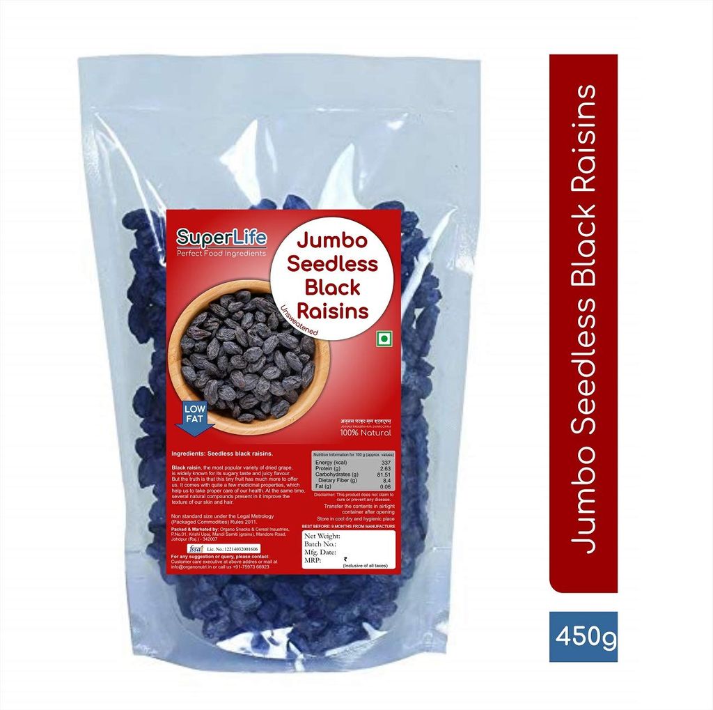 Organo Nutri Superlife Jumbo Black Seedless Raisins (400 g)