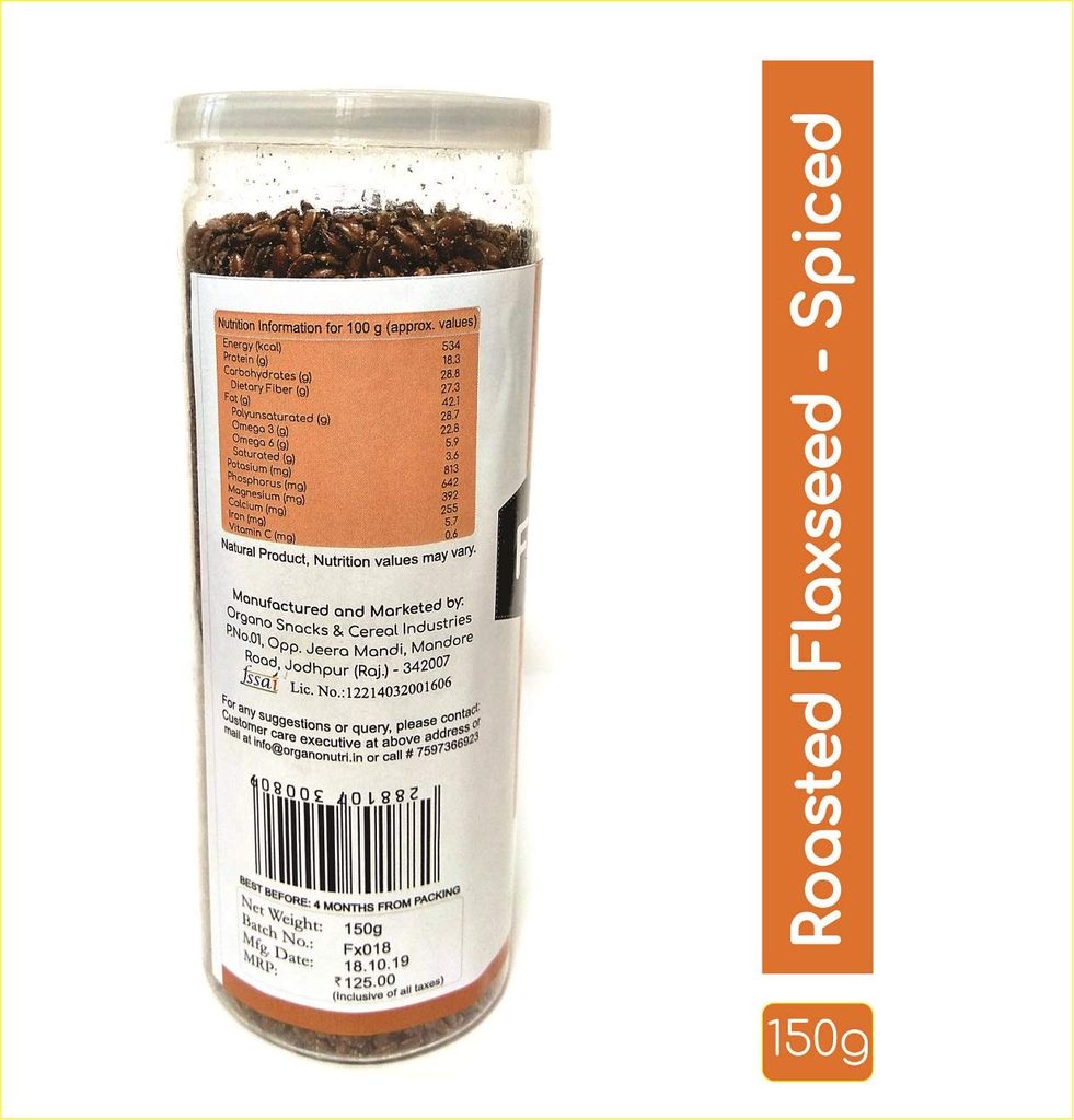 OrganoNutri Roasted Flaxseed (with Masala) | 3 Cans: 450g (150g each can)