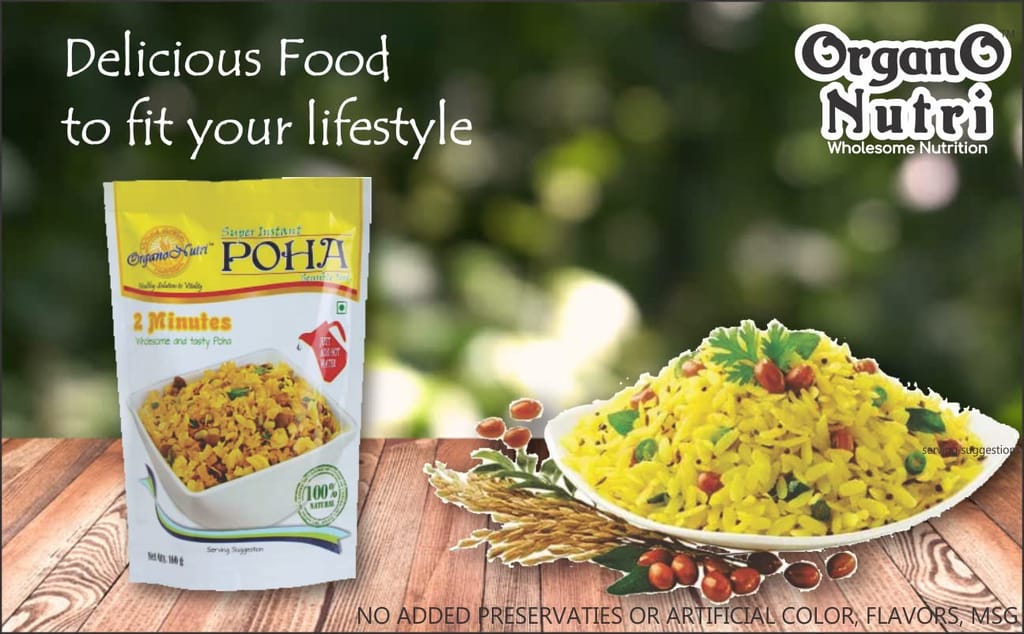 OrganoNutri - Super Instant Rice Poha - Instant Breakfast (12 Packs/ 1920g)