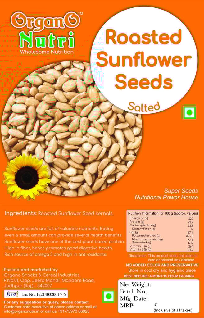 Organo Nutri Roasted Salted Sunflower Seeds (150 g)