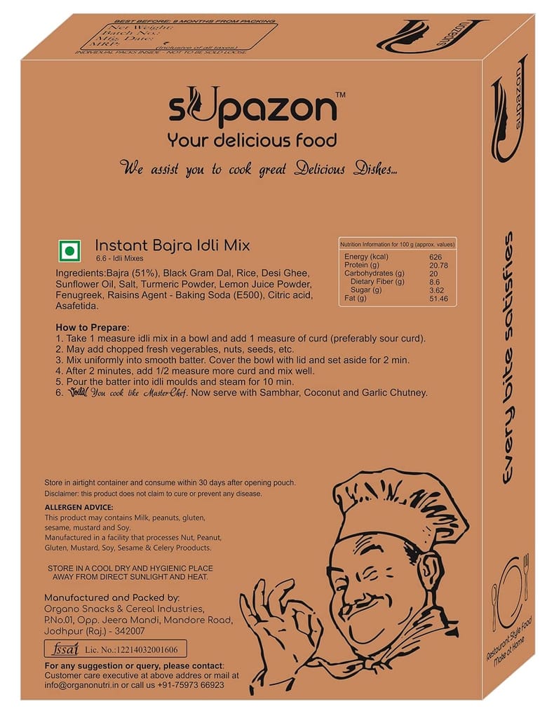 sUpazon Instant Idli Mix, 400g (Bajra Idli)