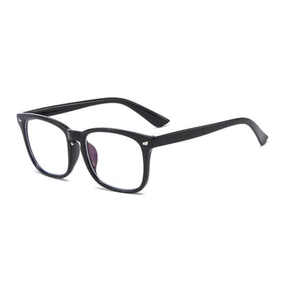 4Flaunt BluBlock Blue Light Blocking Rectangular Computer Glasses | Reduce Eye Strain, Headaches and Blurry Vision | Computer/Gaming/TV/Phones Specs For Men & Women {Size - Medium} (Black)