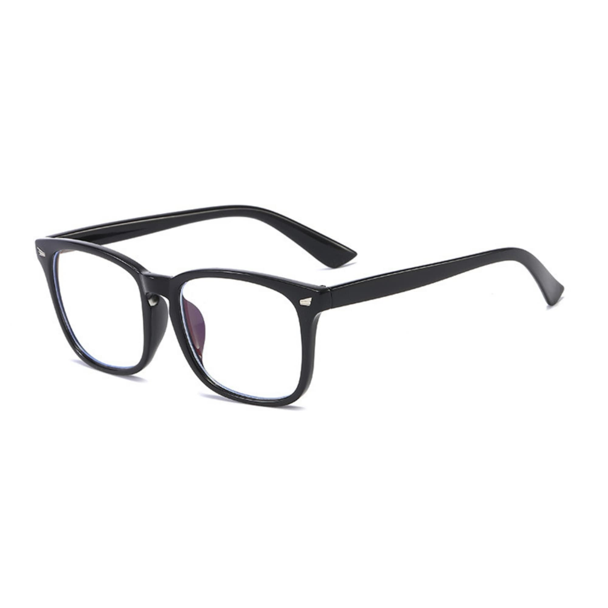 4Flaunt BluBlock Blue Light Blocking Rectangular Computer Glasses | Reduce Eye Strain, Headaches and Blurry Vision | Computer/Gaming/TV/Phones Specs For Men & Women {Size - Medium} (Black)