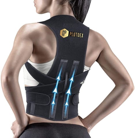 Plutoex Premium Back Brace Posture Corrector Therapy Shoulder Belt for  Lower and Upper Back Pain Relief with Magnetic Plates at back Back Support  Man