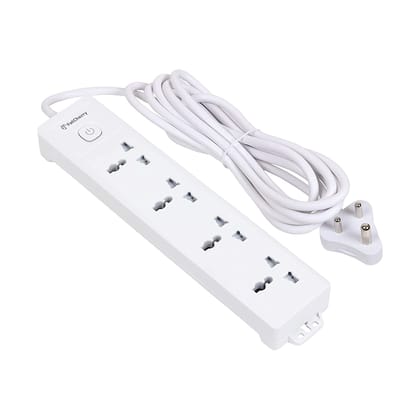 FatCherry 6A 4 Way 250 Volts Extension Board max Rating 2500W Wire Length 3 Meters (White)- 4 Universal Sockets